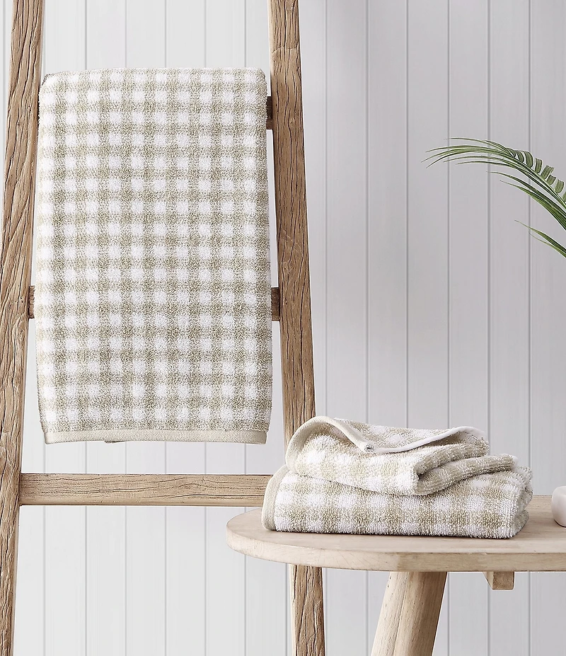 Laura Ashley Ginny Gingham Printed 3-Piece Cotton Bath Towel Set