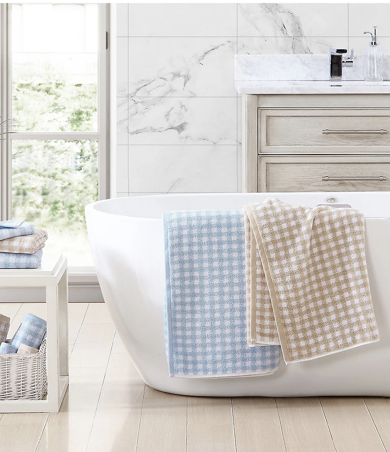 Laura Ashley Ginny Gingham Printed 3-Piece Cotton Bath Towel Set