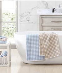 Laura Ashley Ginny Gingham Printed 3-Piece Cotton Bath Towel Set