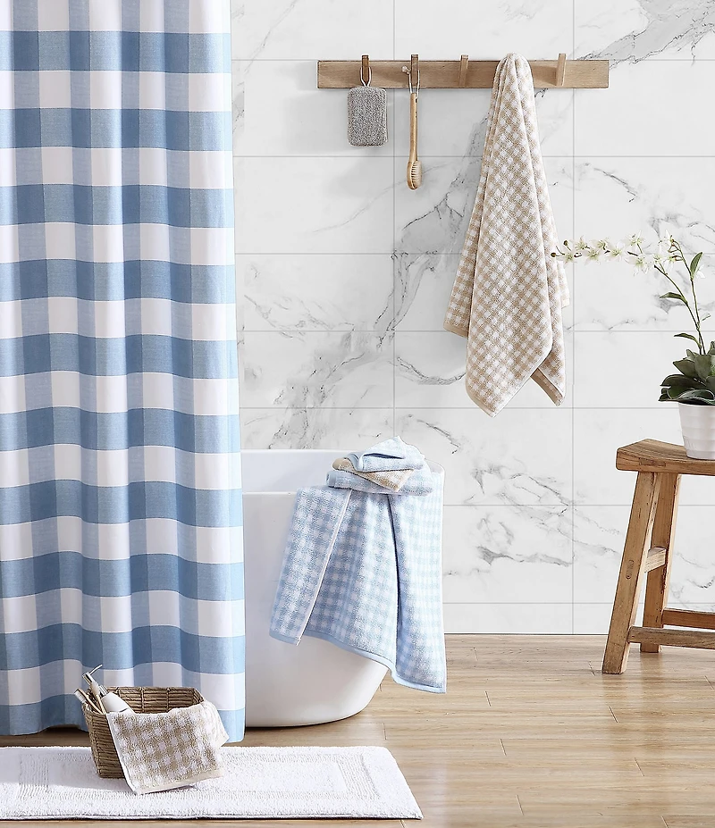 Laura Ashley Ginny Gingham Printed 3-Piece Cotton Bath Towel Set