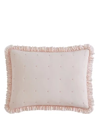 Laura Ashley Hailee Embroidered Dot Pink Ruffled Quilt Mini Set
