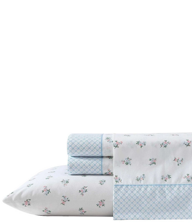 Laura Ashley Harperette Floral Printed Percale Cotton Sheet Set