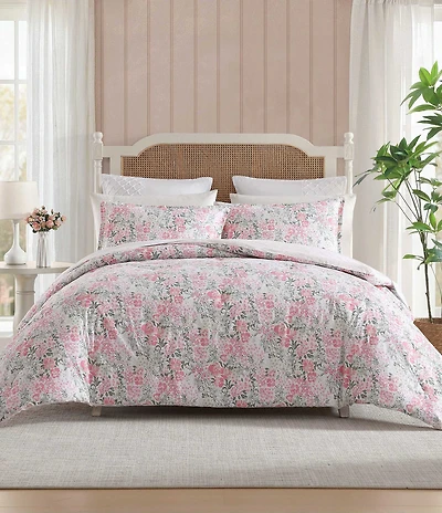 Laura Ashley Heather Garden Cotton Reversible Pink Comforter Mini Set