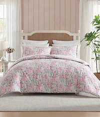 Laura Ashley Heather Garden Cotton Reversible Pink Comforter Mini Set