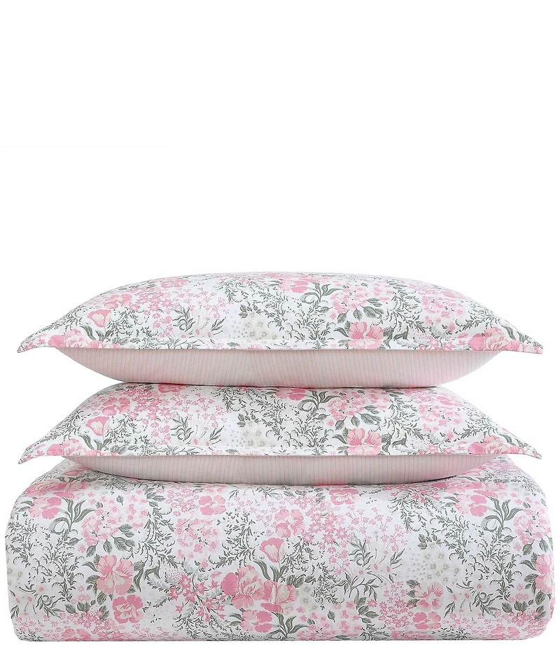 Laura Ashley Heather Garden Cotton Reversible Pink Comforter Mini Set