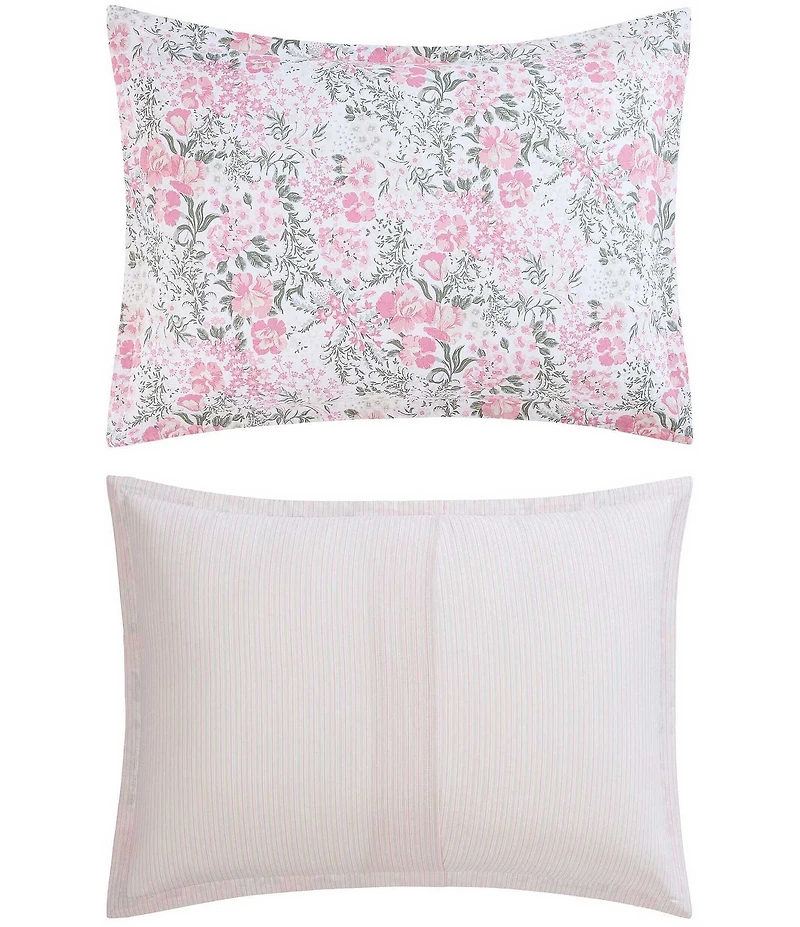 Laura Ashley Heather Garden Cotton Reversible Pink Comforter Mini Set