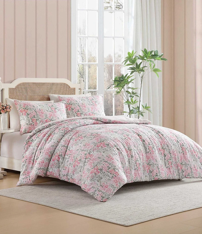 Laura Ashley Heather Garden Cotton Reversible Pink Comforter Mini Set