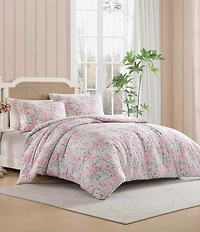 Laura Ashley Heather Garden Cotton Reversible Pink Comforter Mini Set