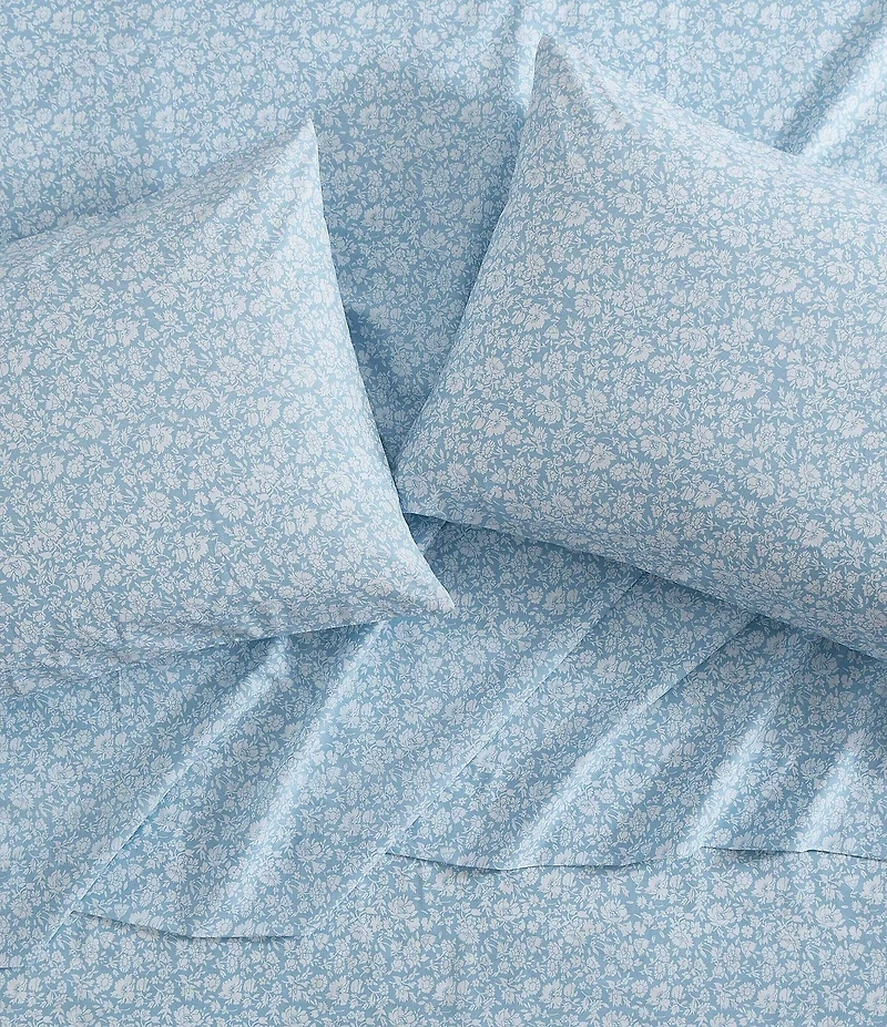 Laura Ashley Heirloom Ditzy Blue Cotton Percale Sheet Set