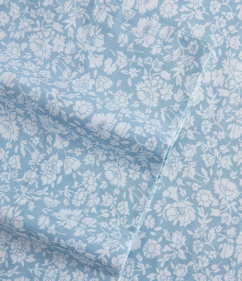 Laura Ashley Heirloom Ditzy Blue Cotton Percale Sheet Set