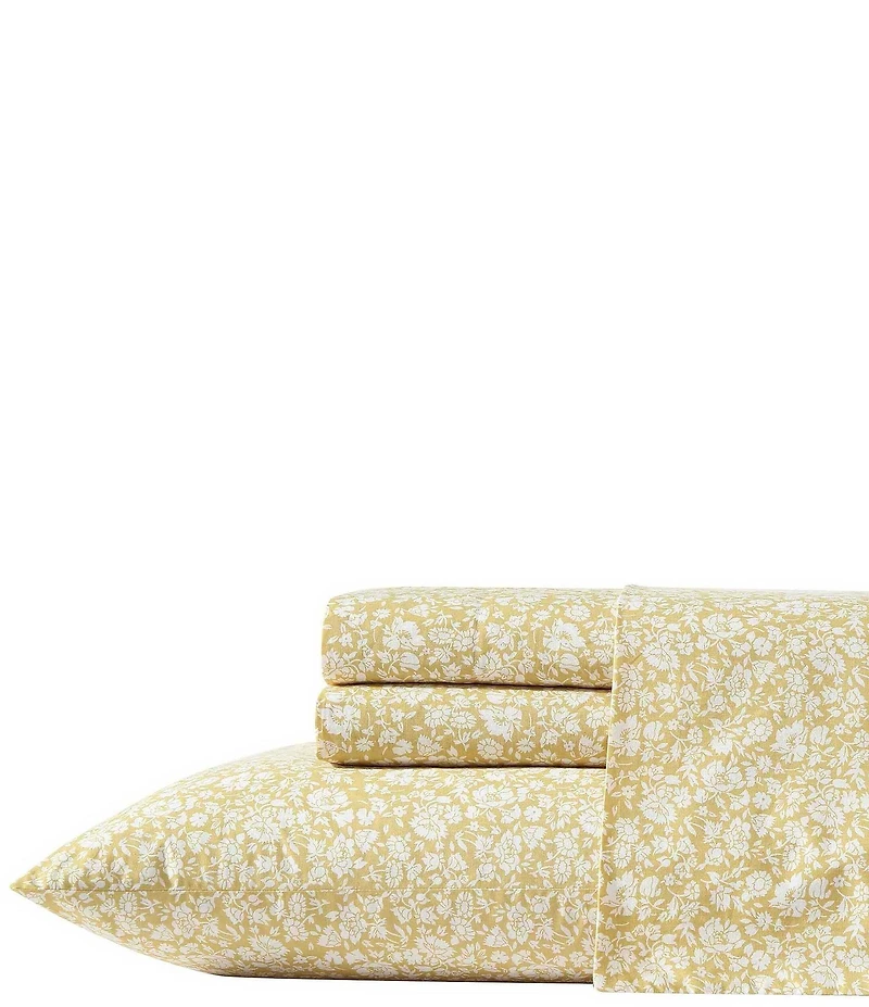 Laura Ashley Heirloom Ditzy Blue Cotton Percale Sheet Set
