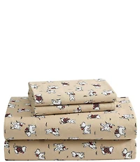 Laura Ashley Holiday Scottie Printed Cotton Flannel Sheet Set