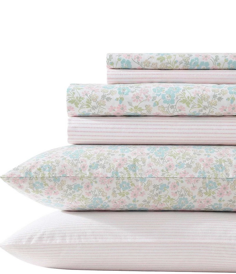 Laura Ashley Jaynie Mixed Print Cotton 6-Piece Sheet Set