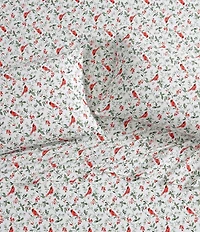 Laura Ashley Jolly Cardinals Printed Cotton Flannel Sheet Set