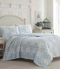 Laura Ashley Kenna Floral Patchwork Blue Quilt Mini Set