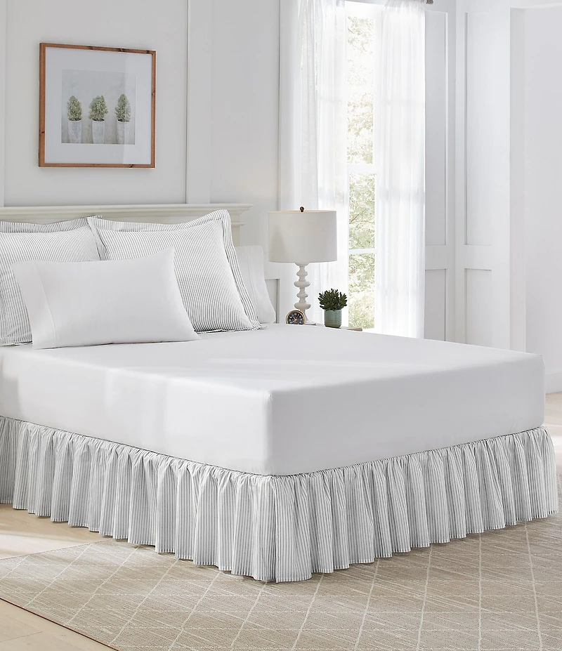 Laura Ashley LA Classics Ticking Stripe Ruffled Bed Skirt