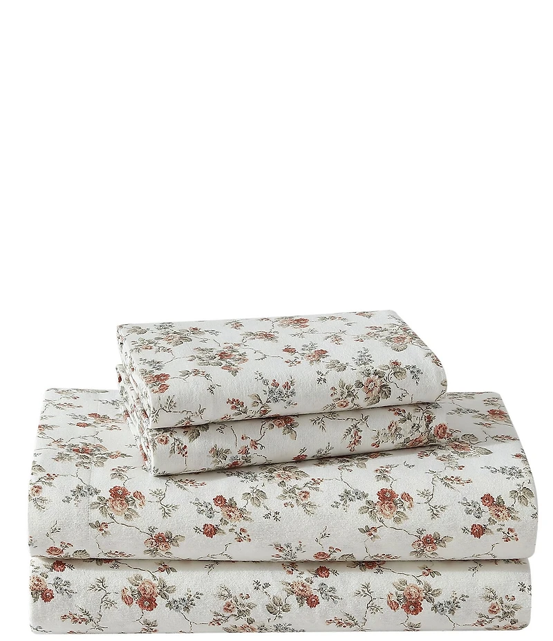 Laura Ashley Le Fleur Cotton Flannel Sheet Set