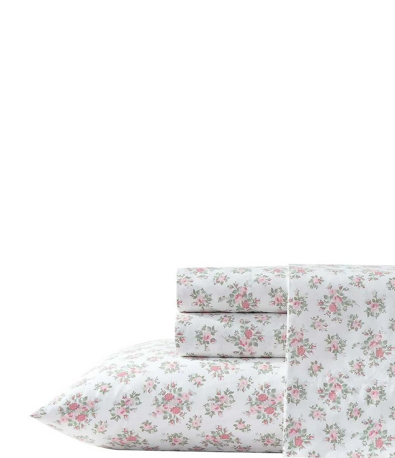 Laura Ashley Leanna Rose Cotton Percale Sheet Set