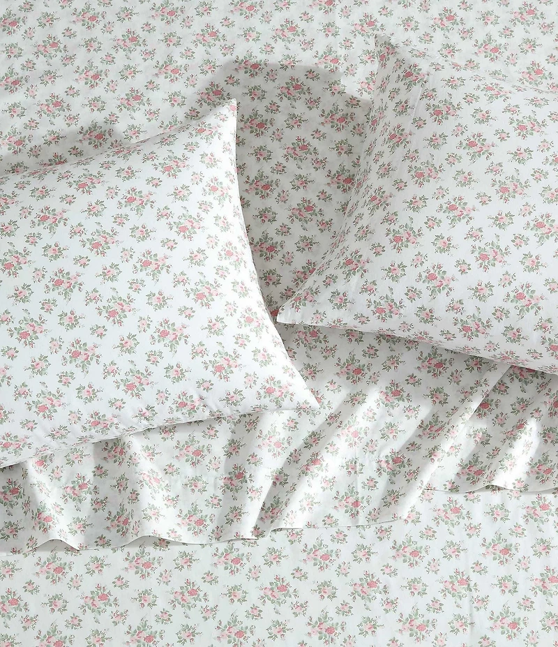Laura Ashley Leanna Rose Cotton Percale Sheet Set
