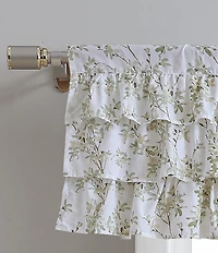 Laura Ashley Lindy Delicate Leaf Vine Tiered Ruffle Window Valance