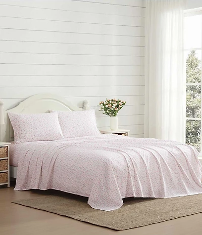 Laura Ashley Little Ditsy Pink Floral Cotton Percale Sheet Set