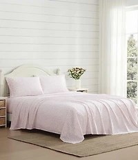 Laura Ashley Little Ditsy Pink Floral Cotton Percale Sheet Set