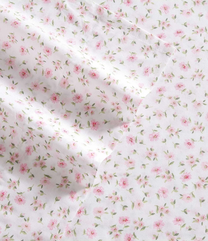 Laura Ashley Little Ditsy Pink Floral Cotton Percale Sheet Set