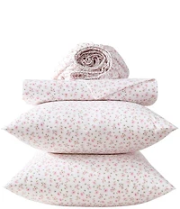 Laura Ashley Little Ditsy Pink Floral Cotton Percale Sheet Set