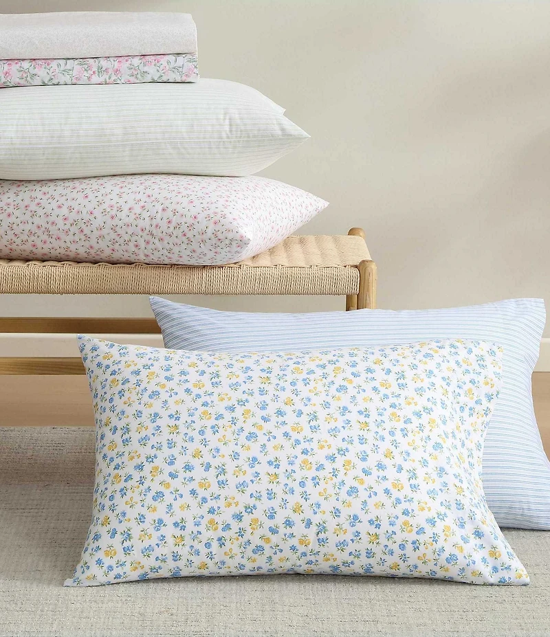 Laura Ashley Little Ditsy Pink Floral Cotton Percale Sheet Set