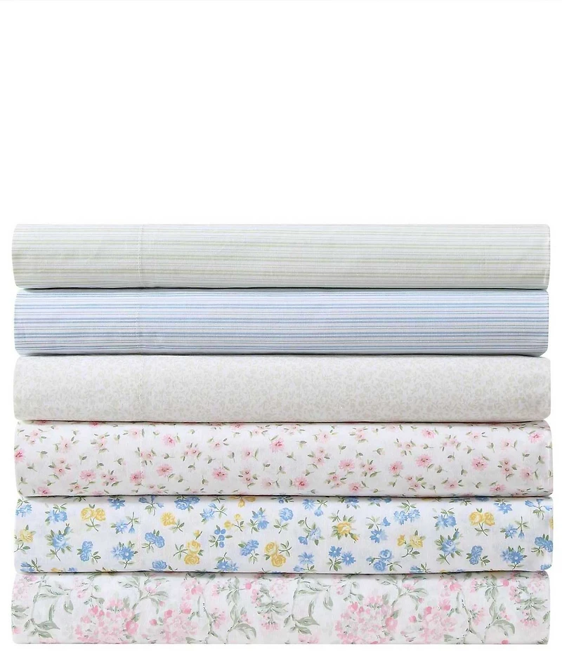 Laura Ashley Little Ditsy Pink Floral Cotton Percale Sheet Set
