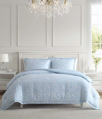 Laura Ashley Magnolia Grove Reversible Cotton Sateen Comforter Mini Set