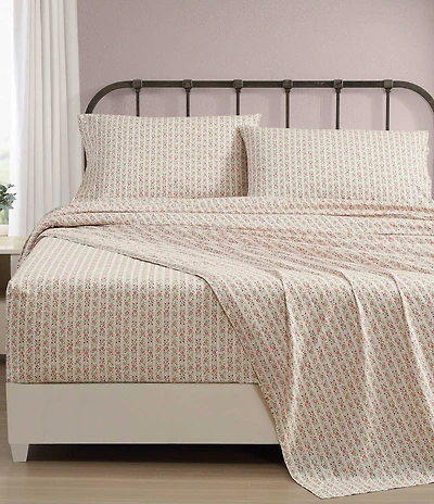 Laura Ashley Marta Floral Stripe Percale Cotton Sheet Set