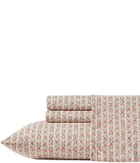 Laura Ashley Marta Floral Stripe Percale Cotton Sheet Set