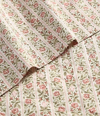 Laura Ashley Marta Floral Stripe Percale Cotton Sheet Set