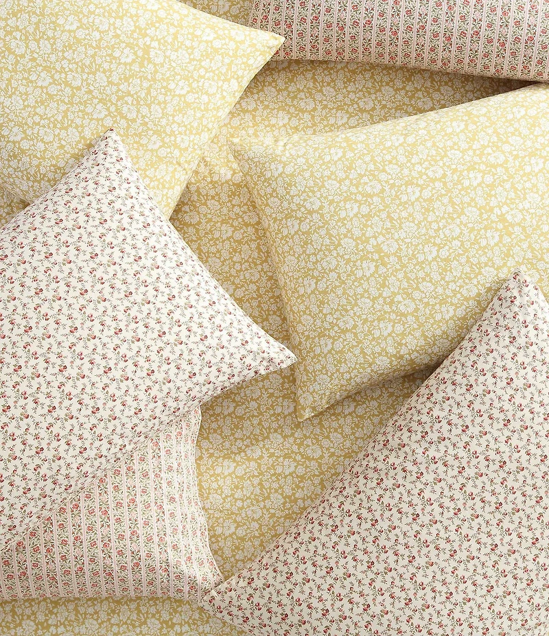 Laura Ashley Marta Floral Stripe Percale Cotton Sheet Set