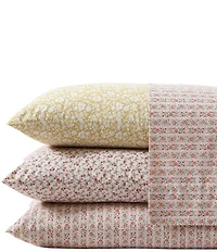 Laura Ashley Marta Floral Stripe Percale Cotton Sheet Set
