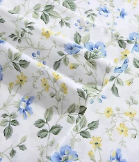 Laura Ashley Meadow Floral Blue 300-Thread Count Cotton Sateen Sheet Set