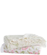 Laura Ashley Morning Gloria Pink Ruffled Edge Throw Blanket