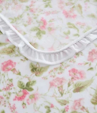 Laura Ashley Morning Gloria Pink Ruffled Edge Throw Blanket