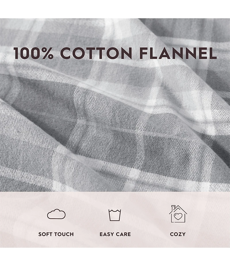 Laura Ashley Mulholland Plaid Blue Flannel Cotton Sheet Set