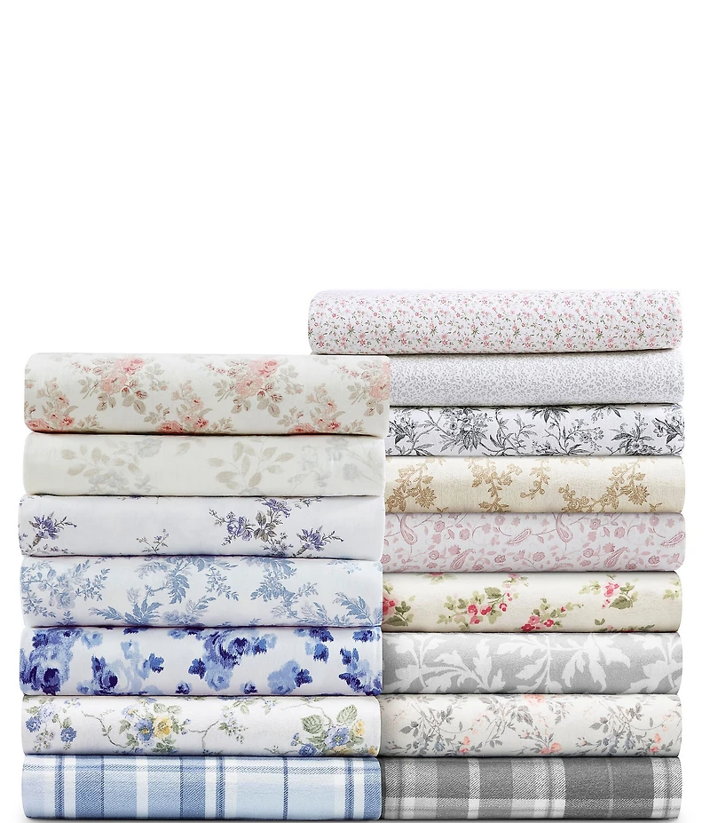 Laura Ashley Mulholland Plaid Blue Flannel Cotton Sheet Set