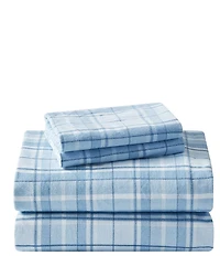 Laura Ashley Mulholland Plaid Blue Flannel Cotton Sheet Set