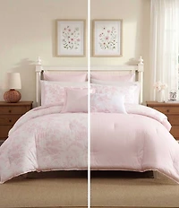 Laura Ashley Natalie Floral Cotton Reversible Comforter & Sham Bonus Set
