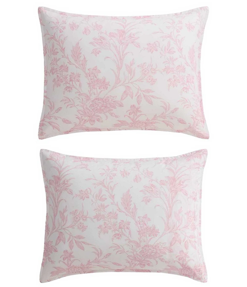 Laura Ashley Natalie Floral Cotton Reversible Comforter & Sham Bonus Set