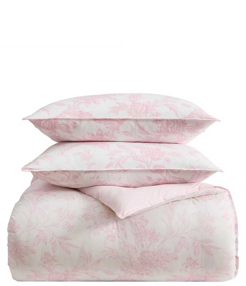 Laura Ashley Natalie Floral Cotton Reversible Comforter & Sham Bonus Set