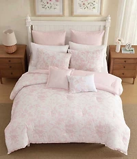 Laura Ashley Natalie Floral Cotton Reversible Comforter & Sham Bonus Set