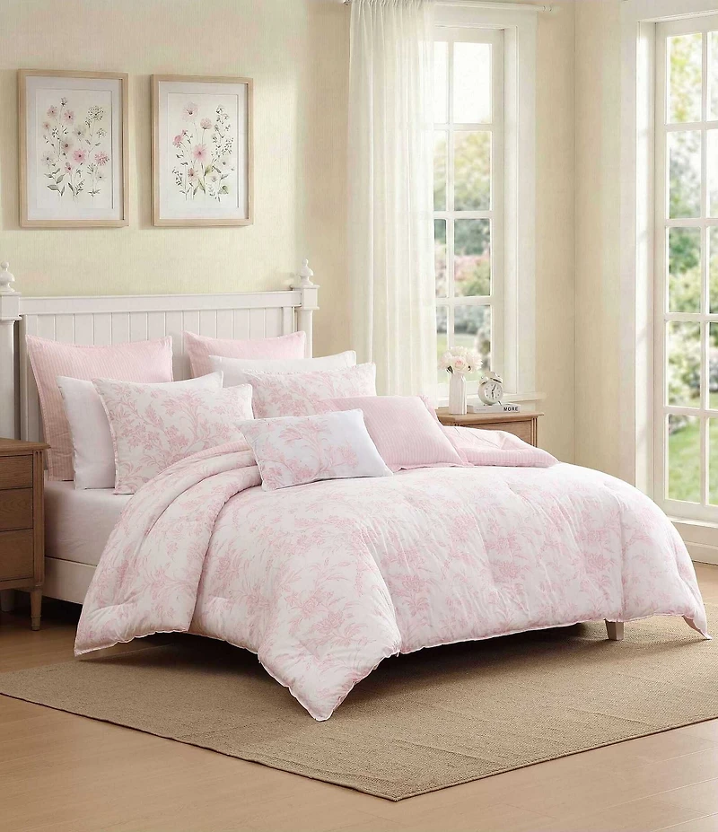 Laura Ashley Natalie Floral Cotton Reversible Comforter & Sham Bonus Set