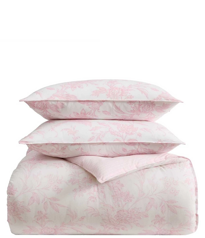 Laura Ashley Natalie Floral Cotton Reversible Comforter & Sham Bonus Set
