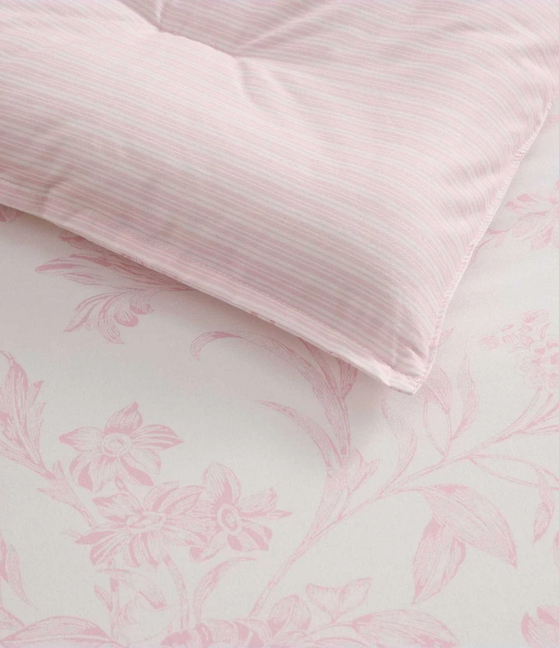 Laura Ashley Natalie Floral Cotton Reversible Comforter & Sham Bonus Set