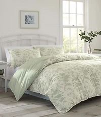 Laura Ashley Natalie Sage Floral Toile Duvet Cover & Sham Set